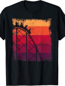 Vintage Retro Roller Coaster Amut Park T-Shirt - 款式29 - 查看 1