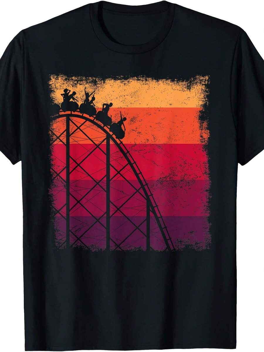 Vintage Retro Roller Coaster Amut Park T-Shirt - 款式29 - 查看 1