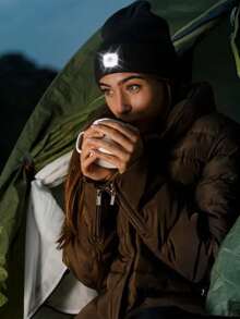 LED针织帽，户外、露营、运动、保暖、照明、多款式可拆卸、夜间户外步行帽、骑自行车、徒步旅行、旅行、钓鱼、工作、免提照明帽 - 彩色 - 查看 8