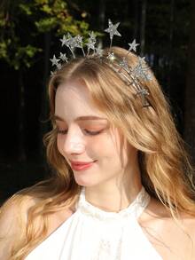 1pc Elegant Fashionable Luxury Star Headband, Princess Headdress Hair Accessory, Crown For Wedding, Party - Nhiều màu - Xem 3