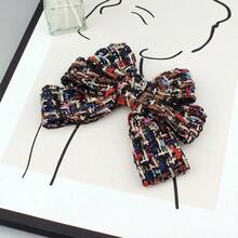 1pc Black Based Multi-Color Bow Design Fashion Necktie For Women, Suitable For Daily Wear And Parties Dress Accessories Pin For Clothes Bag Charm School Office Accessories Shirts Jacket Jewelry Christmas Halloween Clothes Pin Funny Cute Teacher Gifts - 黑色 - 查看 3