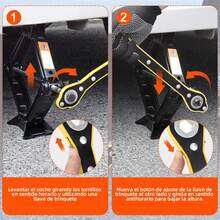 Kit de Gato Hidráulico 2 Toneladas para Autos, Elevador de Coche con Herramientas Completas para Cambio de Neumáticos, Incluye Llave de Ruedas y Guantes - Negro - Ver 6