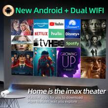 HUASHIJIE 新款 5G 智能投影仪，1080P 全高清家庭影院投影仪，180° 旋转，适用于卧室、电脑、手机、户外、露营、客厅、宿舍、学生、4K 投影仪，情人节、圣诞节、儿童节、父亲节、母亲节的礼物 - 查看 6