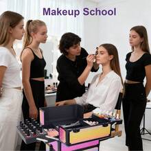 带轮化妆箱，四合一美妆箱，美甲师旅行推车，专业化妆梳妆箱，化妆师/美甲师/纹身师/造型师专用行李箱，可上锁收纳盒，PU皮革，紫色，旅行必备，旅行，情人节，房间装饰，钱包必备，女士化妆包，钱包必备单品，邮轮必备，设计师手提包，基础款，梳妆台必备，房间，可爱化妆包 - 漸層紫 - 查看 2