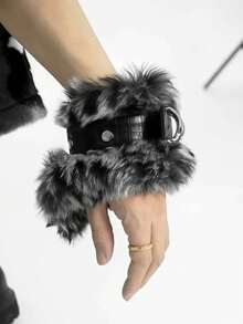 1 对人造毛皮手链，男女通用朋克风格个性化配饰 - 彩色 - 查看 3