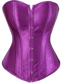 Women's Sexy Boned Overbust Shaper Push Up Bodysuit Lace Up Corsets And Strap Bustiers Top S-6XL - Màu tím - Xem 12