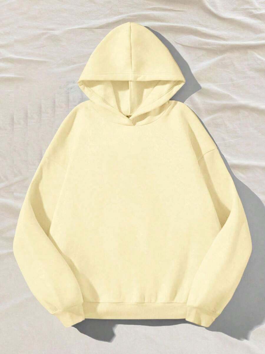Sudadera SudaderaschristmasAttitoon Casual Minimalist Navy Blue Hooded Long Sleeve Loose Fit Thick Sweatshirt For Women, Suitable For Autumn/Winter,FallLoose And Comfortablewinter Clothes For Women>Sweatshirtswinter Clothes For Women>Sweatshirts - 淺黃色 - 查看 1