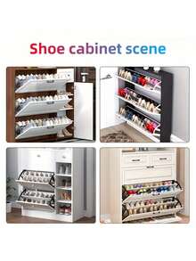 3-Tier Metal Shoe Rack - Durable And Smooth Hinges, Suitable For Organizing Boots And Shoes, Ideal For Closets, Bedrooms And Dorms - No Cabinet Needed, Provides Ideal Shoe Storage Solution | Modern Shoe Rack | Sturdy Structure, Shoe Storage Organizer, Bedroom Shoe Rack (Note: Hinges Only, No Cabinet Shelves)