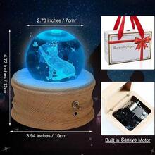 U R My Sunshine 3D Ball Music Box With Projection And Rotating Wooden Base, Best Birthday, Valentine's Day, Music Boxes Women Mom - Cat-rGB - View 3