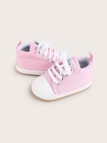 Tênis esportivos infantis com solado macio, antiderrapantes e respiráveis para crianças de 0 a 1 ano, primavera/outono, tênis casuais de lona para bebês de 0 a 6 a 12 meses, para meninos e meninas - Rosa - Ver 6