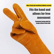 Lange Schweißerhandschuhe, nahtlose hitzebeständige Hochtemperatur-Langhandschuhe, dicke Rindsleder-Schutzhandschuhe für Schweißer, weich und langanhaltend