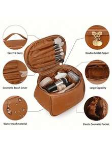 High Quality PU Travel Makeup Bags, Multifunctional Travel Storage Bag, Large Capacity Travel Cosmetic Bag, Cosmetics Organization And Storage, Makeup Organization, Cosmetic Storage Bag, Skin Care Bag, Travel Accessories, Travel Essentials, Cruise Essentials, Jewelry Storage, Lip Polish Storage, Nail Polish Storage Make Up Bag - Multicolor - View 8