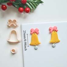 3 buc Kituri de bijuterii pentru confecționarea clopoțeilor de Crăciun, clopoțel în relief cu design de frunze de ilex, tăietoare de cercei din lut polimeric, matrițe de tăiat lut pentru festivalul de iarnă pentru decorarea pandantivelor și colierelor