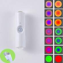 1 szt. Bezprzewodowa lampka nocna z czujnikiem ruchu, ładowana przez USB, 3/7 kolorów, przenośna lampa LED do szafy, lampka do szafki w sypialni, lampka z czujnikiem ruchu, prezenty świąteczne