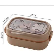 Cartoon Capybara Plastic Compartment Lunch Box, Student Bento Box With Sauce Cup, Portable Food Container - Brown - View 8
