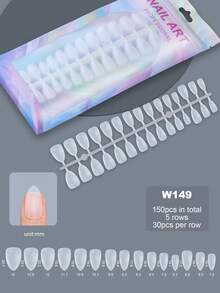 120片/150片杏仁形全覆盖雕塑软胶美甲贴纸，预成型，家用DIY及美甲沙龙适用，按压式美甲贴片 - 無色 - 查看 19