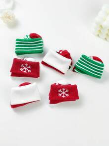 1 Par de Meias de Inverno para Bebê 0-9M, Meias Grossas de Cano Médio, Design Antiderrapante com Silicone, Estilo Natalino, Quentes e Macias para a Pele, Alta Elasticidade, Uso Interno e Externo, Nova Coleção 2026, Ideal para Noivas, Pijamas e Lingerie - Multicolorido - Ver 8