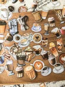 100pcs/Box Vintage Coffee Drink PET Stickers, DIY Collage Scrapbook Decorative Stickers,School Supplies,Back To School ETYE - HT196-喝杯咖啡 - 查看 8