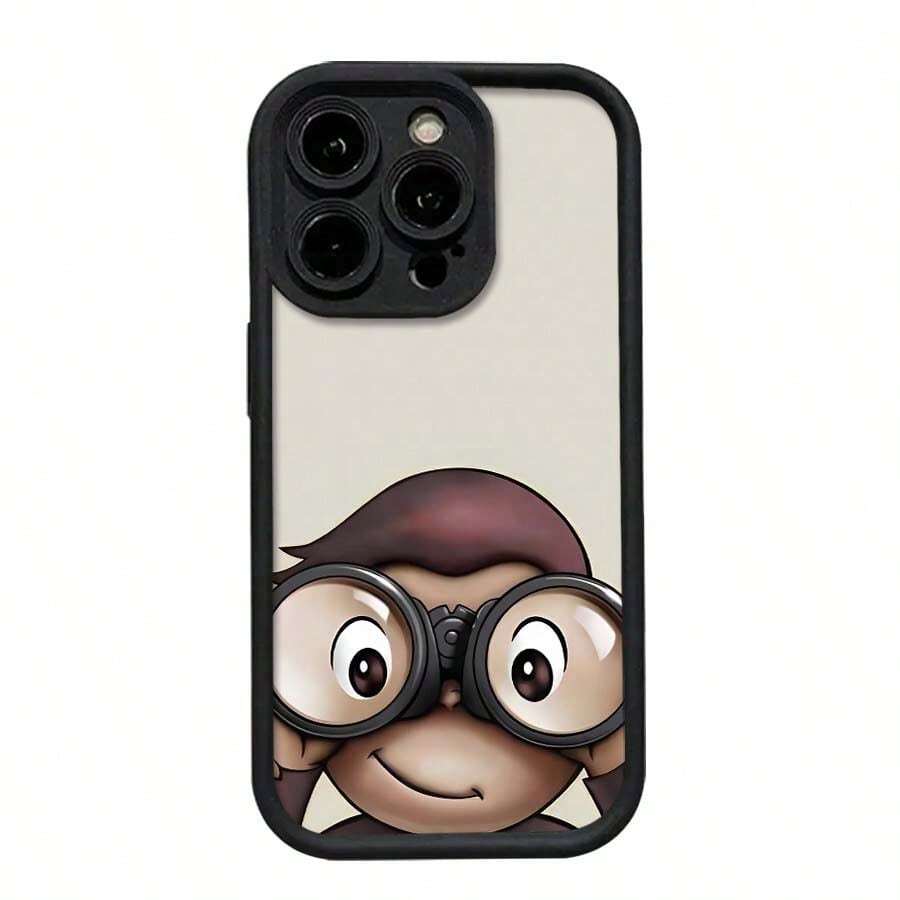 Curious George Monkey Soft Edges Full Body Coverage Lightweight Design Clear Protective Shell Creative Pattern Luxury Phone Case Stylish Protective Cover For Daily UseAnniversary Gift, Valentine's Day Gift, Birthday Gift, Wedding Gift, Mother's Day Gift, Father's Day Gift, Best Friend Gift, Gift For Mom/Dad, Gift For Boyfriend, Gift For Girlfriend, Suitable For IPhone 11 12 13 14 15 16 Pro Max - 黑色 - 查看 1
