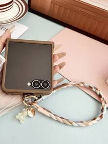 1 件一体式外壳膜，DIY 心形手柄带，适用于三星 Galaxy Z Flip 7、Galaxy Z Flip 7 FE、Galaxy Z Flip 6、Galaxy Z Flip 5、Galaxy Z Flip 手机壳，棕色 - 彩色 - 查看 9