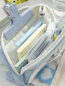 1PC New Large Capacity Stationery Bag, Stationery Pencil Steel Note Pen Storage Bag, Pencil Case, Portable Cosmetic Storage Bag