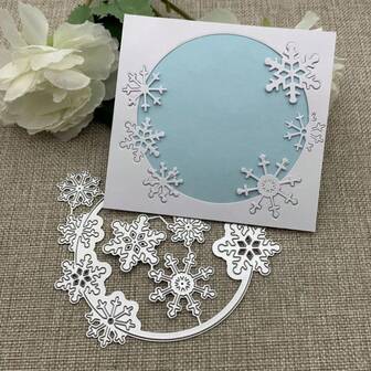 1pc Snowflake Round Frame Metal Cutting Die, Suitable For Christmas DIY Scrapbooking Decoration Embossing Handmade Cutting Template
