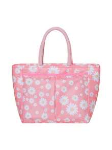 1pc Insulated Lunch Bag With Ice Pack - Large Capacity Thermal Lunch Tote Bag, Oxford Cloth And Aluminum Foil, Cute Pink/White Daisy Cow Print (Black/Blue/Green/Pink), Picnic - Machine Washable - Multicolor - View 9