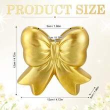 Vase Bow Ceramic Vase Pen Holder Makeup Brush Holder Contemporary Design Decorative Women Gift For Christmas Home Office Shelf Table Living Room(Pink,Classic) - 金色 - 查看 2