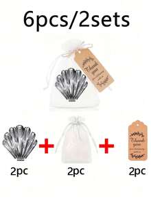 18 Pcs/6Sets Elegant Shell-Shaped MakeupMirror| Bridal Shower Favors With Thank YouCards & Organza Bags | Wedding SouvenirGifts For Guests, Princess Theme Party Favors, Bridesmaid Gifts - Multicolor - View 11