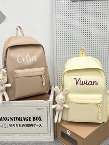 客製化姓名縮寫個性化背包，適用於學校、舞會、旅行、生日禮物、紀念袋、畢業禮物，女士功能性包款 - 彩色 - 查看 3