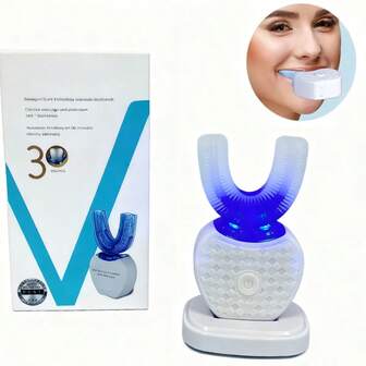 Cepillo de dientes de silicona en forma de U con pantalla LED 2025 y carga automática, cerdas suaves, impermeable, para uso doméstico