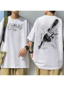 ChainsawMan Anime Manga Movie Pray Denji Chainsaw Demon Geek T-Shirt Unisex Male Female 100% Cotton Top Premium Streetwear Launch Immediate Shipping Various Colors!! Plus Size - 白魔鬼 - 查看 1