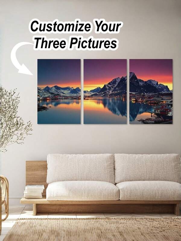 3pcs Custom Photo Canvas Wall Art Set - Personalized UV Printed Waterproof & Fade-Resistant Posters, Upload Your Own Pictures For Indoor/Outdoor Home & Office Decor, 6Size Options With Easy Hook Installation, Modern Art Deco Style (No Frame) - Bedroom, Living Room, Dining Room Decorations