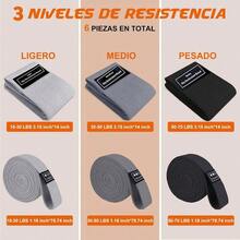 Bandas de Resistencia de Tela Antideslizantes, Bandas de Resistencia para Ejercicio con 3 Niveles para Fuerza de Piernas y Glteos, Bandas Elasticas de Fitness para Yoga, Pilate Set de 6 - Gris, Negro Y Blanco - Ver 4