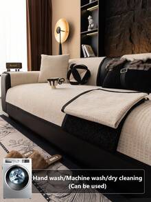 1 pieza Funda de sofá de chenilla de unicolor, cojín de sofá estilo Ins, diseño grueso de alta densidad para todas las estaciones, protege el sofá contra resbalones y arañazos, adecuado para sala de estar, dormitorio, estudio, 1/2/3/4 plazas con reposabrazos y respaldo