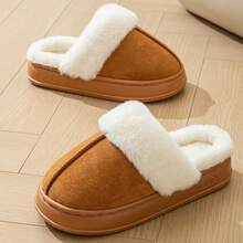 Damen Winter Kopfbedeckung Hausschuhe, warme dicke Innen-/Außen Hausschuhe, leicht & vielseitig Slip-On Hausschuhe