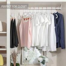 Premium All Black Velvet Pants Hangers With Adjustable Clips (Pack Of 20) Slim Skirt Hangers- Non Slip Felt Outfit Dress- Black Hooks,Space Saving Shirt Clothes -END - 白色/玫瑰金 - 查看 7