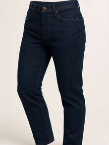 Pantalon de mezclilla corte recto slim para caballero - Azul Marino - Ver 4