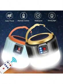 1个USB可充电太阳能灯，LED灯泡电池露营灯，照亮您的户外露营和旅行！户外太阳能灯