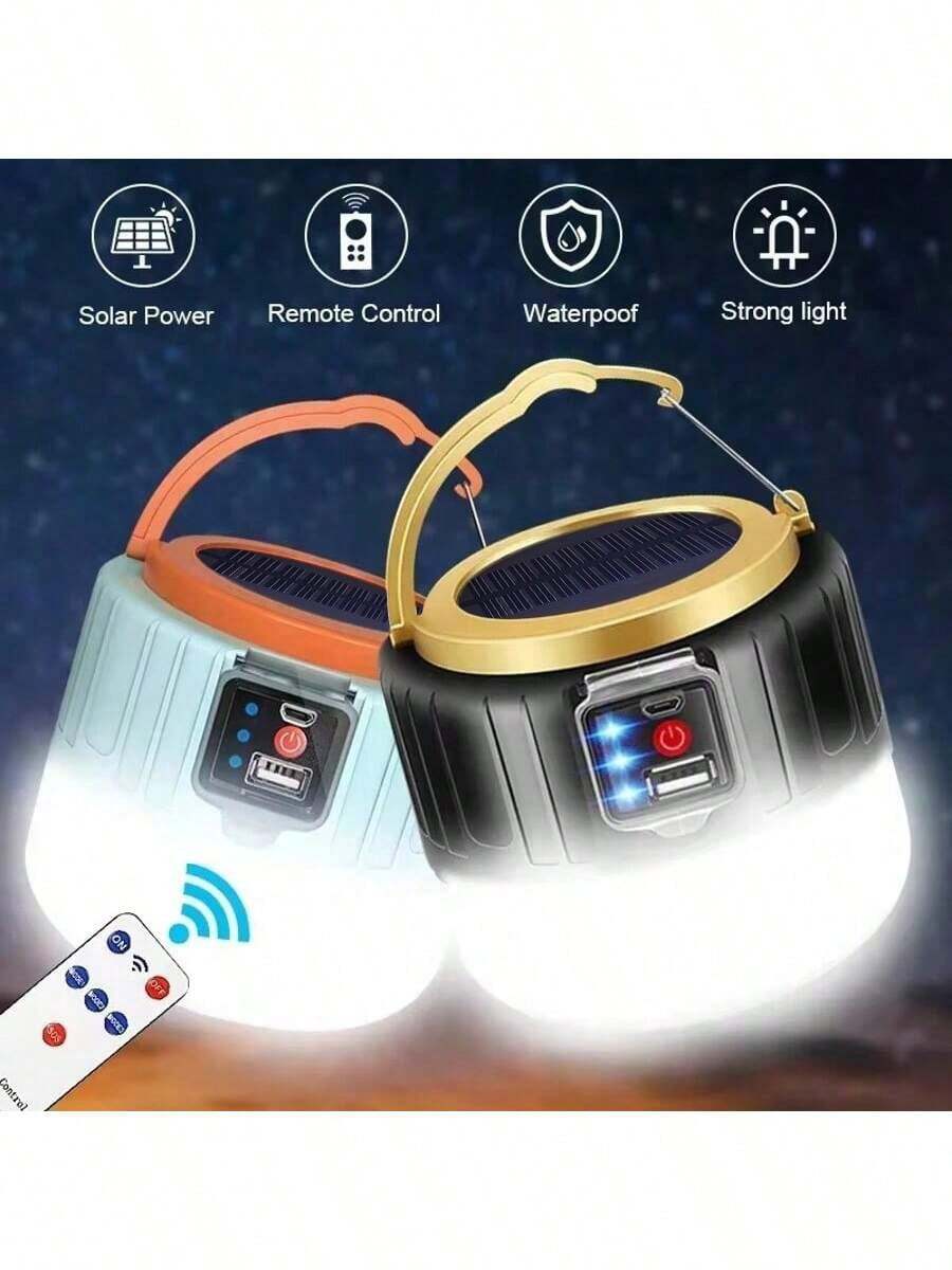 1个USB可充电太阳能灯，LED灯泡电池露营灯，照亮您的户外露营和旅行！户外太阳能灯