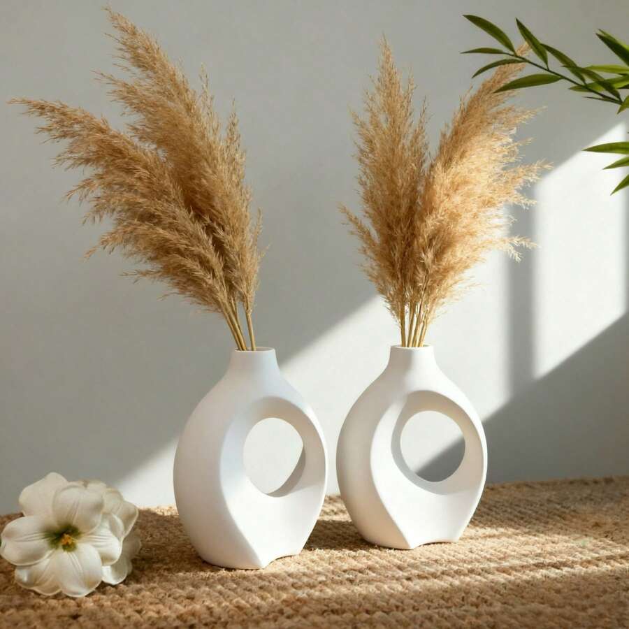 4/2pcs Vase Set, Cross Vase, Heart Hollow Vase, Bohemian Decorative Vase For Pampas Grass, Daisy, Sunflower, Eucalyptus, Suitable For Home, Living Room, Dining Table, Farmhouse, Wedding Centerpiece And Home Decor