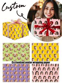 Custom Wrapping Paper, Custom Gift Wrap, Personalized Wrapping Paper, Personalized Gift Wrap, Customized Paper With Face And Text, Christmas Wrapping Paper, Funny Christmas Customized Gift For Friends - Multicolor - View 4