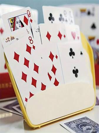 1pc Playing Card Box - Suitable For Playing Cards, Poker Parties And Family Game Nights. Playing Card Box (Yellow, Red), Card Storage Solution, Compact Design, Portable Organizer Box, Plastic Material, Smooth Surface, Card Box, Suitable For Nighttime Gatherings.