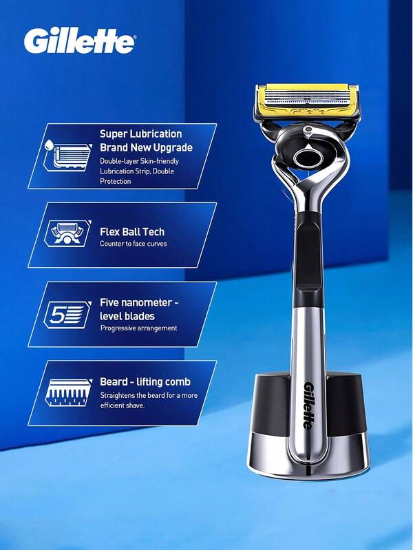 Gillette Fusion5 ProGlide Shield Razor (1 Handle, 5 Refills, Magnetic Stand)