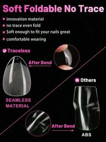 120/600Pcs Short Almond Nail Tips Soft Gel Clear Gelly Nail Tips Half Matte Full Cover Nail Tips Acrylic Pre-Filed Press On Fake Nail Tips For Nail Extension Home DIY Manicure Press On Nails Nail Supplies - 清除 - 查看 5