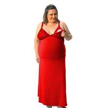 Long And Short Nursing Nightgown Kit With Long Plus Size Robe For Postpartum Pregnant Women, Comfortable - Red - View 7