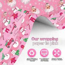 12 件粉色圣诞礼品包装纸，雪人卡通图案设计，可爱风格节日礼盒包装纸，适合家庭聚会、儿童圣诞派对、办公室节日送礼场景，优质厚纸材质，易于切割，抗折叠抗撕裂，适合 DIY 包装、礼盒包装、节日墙面装饰、圣诞雪人主题派对装饰 [1 件、6 件、12 件] - 彩色 - 查看 4