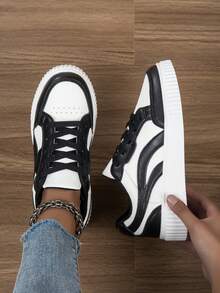 Women Shoes Casual Sneakers, Lace Up Soft Sole Flat Comfortable Skate Shoes For Women, Lightweight Low-Top Daily Shoes