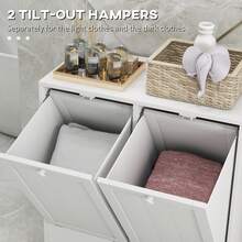 Kleankin Laundry Cabinet, Bathroom Cabinet With 2 Tilt-Out Hampers, Modern Laundry Storage Cabinet For Washroom, White - trắng - Xem 3