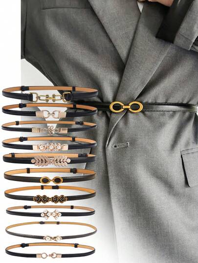 1 件女士 Geo Buckle 细腰带 夏季、秋季、万圣节